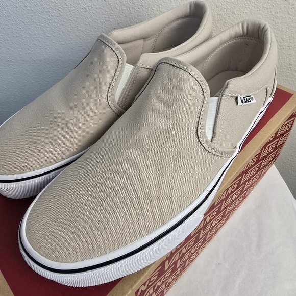 Vans Asher Men's Slip on Canvas Beige Sneakers Tennis Shoes Size 8.5 - Picture 2 of 9